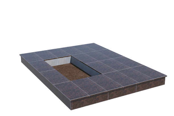 Площадки на могилу в Улан‑Удэ | Площадка с вертикальной (15 см) облицовкой Дымовским гранитом (под цветник)
