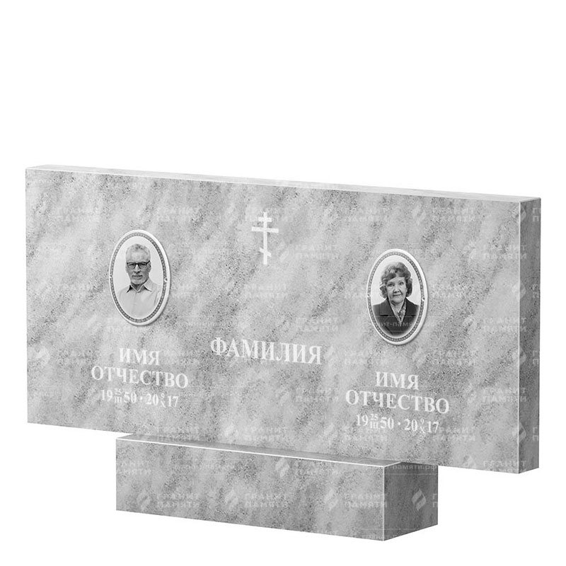 Памятники из мрамора в Улан‑Удэ | Двойной мраморный памятник, прямой