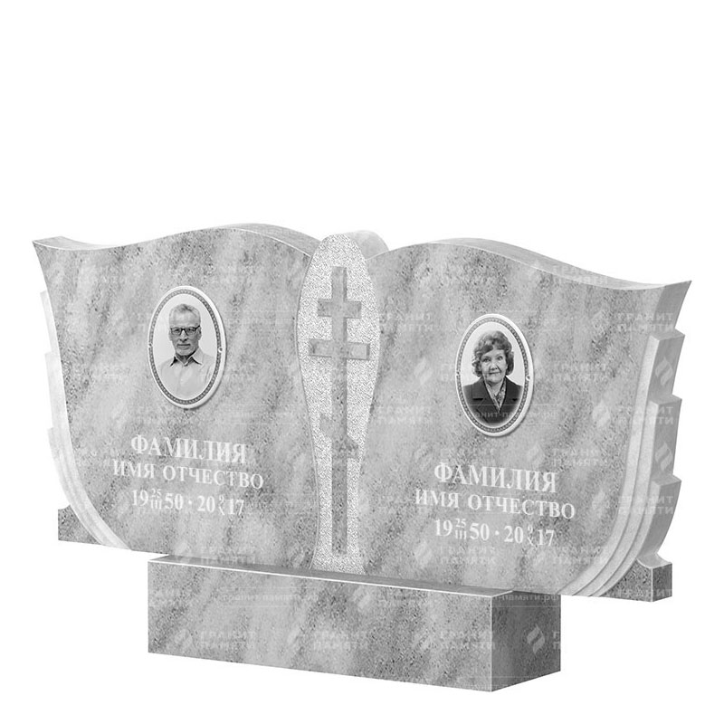 Памятники из мрамора в Улан‑Удэ | Двойной мраморный памятник ФМ-136