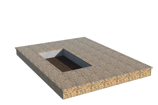 Площадки на могилу в Улан‑Удэ | Площадка с вертикальной (15 см) облицовкой Южно-султаевским гранитом (под цветник)