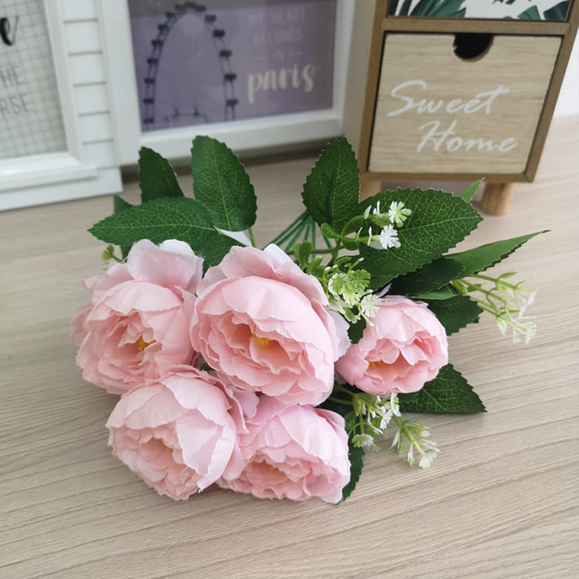 Искусственные цветы в Улан‑Удэ | Цветы искусственные «Минипиончики с гипсофилой», нежно-розовые, букет