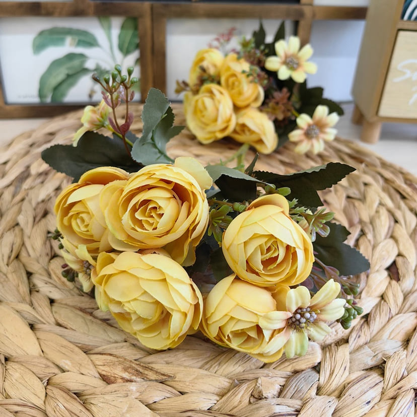 Искусственные цветы в Улан‑Удэ | Цветы искусственные «Камелии с мелкоцветом», желтые, букет
