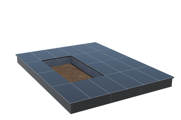 Площадки на могилу в Улан‑Удэ | Площадка с вертикальной (15 см) облицовкой гранитом Габбро (под цветник)