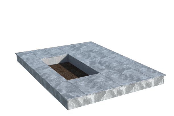 Площадки на могилу в Улан‑Удэ | Площадка с вертикальной (15 см) мраморной облицовкой (под цветник)