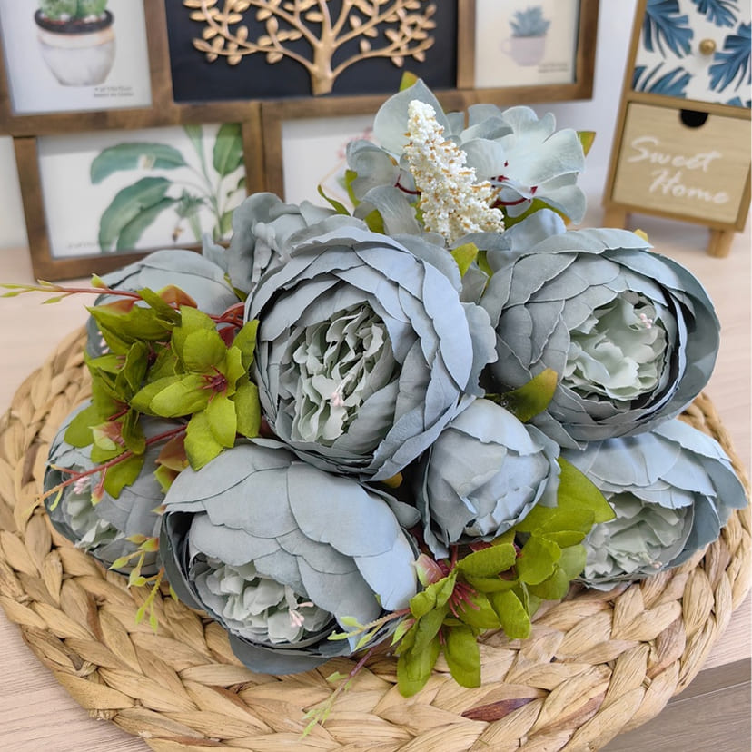 Искусственные цветы в Улан‑Удэ | Цветы искусственные «Пионы», серо-голубые, букет