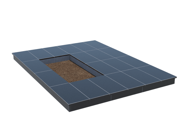 Площадки на могилу в Улан‑Удэ | Площадка с вертикальной (10 см) облицовкой гранитом Габбро (под цветник)